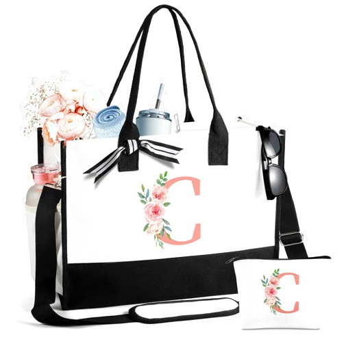 FURTOM Personalized Gifts Canvas Tote Bags for Women Shopping Bag Reusable Grocery Bags Shoulder Bag Women Mrs Friends Teacher Sister