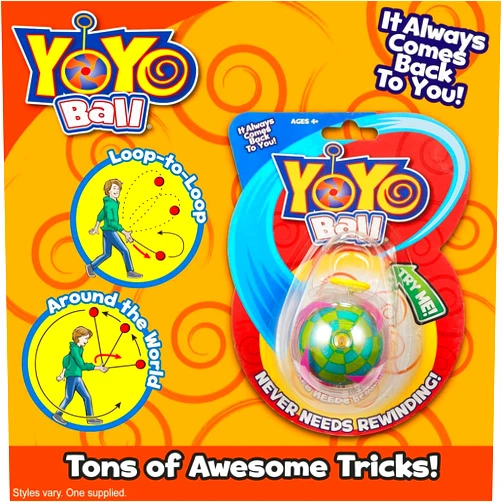 Big Time Toys Yoyo Ball Automatic Return Yoyo, Assorted Colors and Patterns, Never Needs rewinding, New Twist on Old Fun, Enhances Motor Skills and Hand-Eye Coordination, Grows with Skill Level