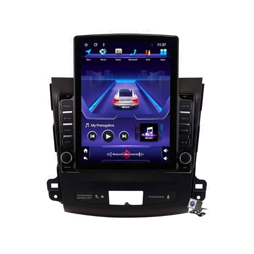 CIVDW Android 9.1 Car GPS Navigation Multimedia Radio 9.7 Inch Vertical Screen for Mitsubishi Outlander 2005-2011, Support FM DSP RDS/DVD Player/Bluetooth Steering Wheel Control