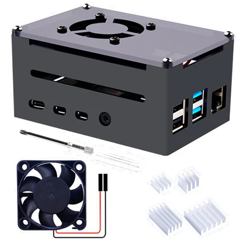 GeeekPi Case for Raspberry Pi 4, Pi 4 Aluminum Case with Fan, Pi 4 Heatsink for Raspberry Pi 4 Model B, High Case Supports POE Hat
