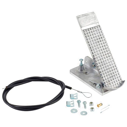 Speedway Motors Cast Aluminum Accelerator Throttle Pedal Assembly Includes Heavy Duty Cable, Mounting Hardware and Textured Pedal, 2.5 x 6 x .25 Inches