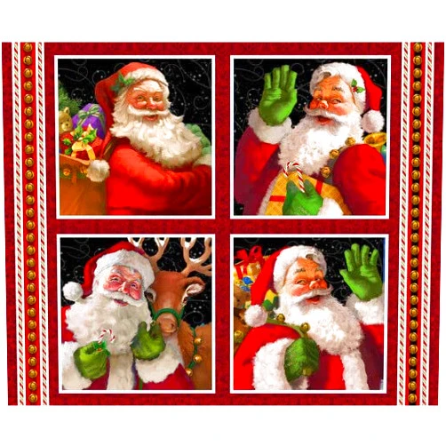 FlashPhoenix Quality Sewing Fabric –Christmas Legend Santa Fabric Reindeer Scenes 100% Cotton 34 x 44 Panel