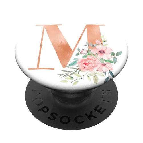 Castlepop Rose Blush Floral Monogram Letter M Pretty Pink Flowers PopSockets PopGrip: Swappable Grip for Phones & Tablets PopSockets Adhesive PopGrip