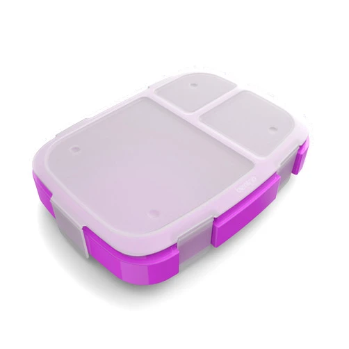 Bentgo Fresh Tray (Purple) with Transparent Cover - Reusable, BPA-Free, 4-Compartment Meal Prep Container with Built-In Portion Control for Healthy At-Home Meals and On-the-Go Lunches