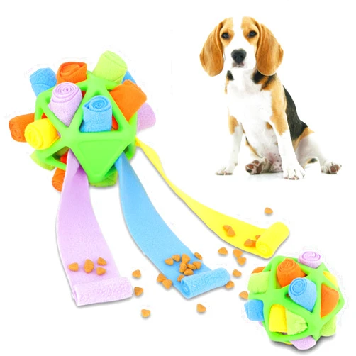 LydeLog Snuffle Ball for Dogs, Interactive Dog Ball，Encourage Natural Foraging Skills, Slower Food Training with Triangular Hole Hidden Food Portable Puzzle Toy (Green Rainbow)