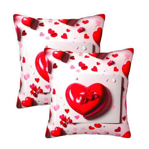 YQxwJL Valentine's Day Print Throw Pillow Cases Pack of 2, Decorative Cushion Covers for Couch Bed Sofa Farmhouse 18 X 18 Inch