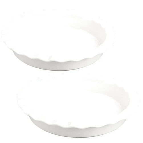 Foraineam Oven Safe Porcelain Pie Pan for Baking, 9 Inches Round Pie Plate Baking Dish for Apple Pie Pumpkin Pie, Set of 2