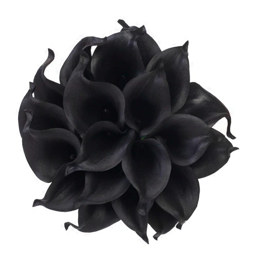SWEEGICC Calla Lily Bridal Wedding Party Decor Bouquet PU Real Touch Flower Artificial Flowers(10 PCS,Black)