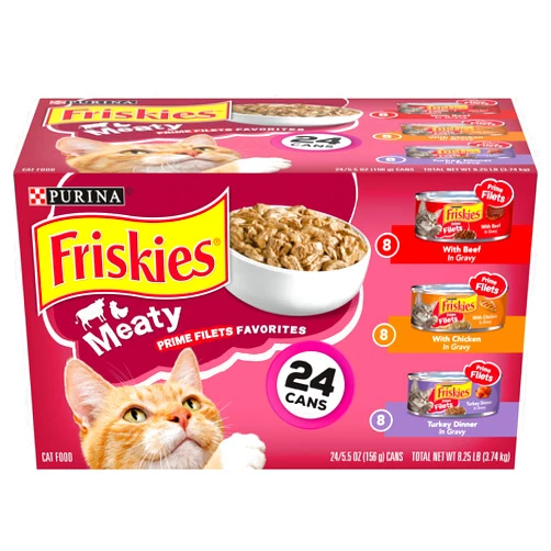 Friskies Purina Friskies Gravy Wet Cat Food Variety Pack, Prime Filets Meaty Favorites - (24) 5.5 oz. Cans