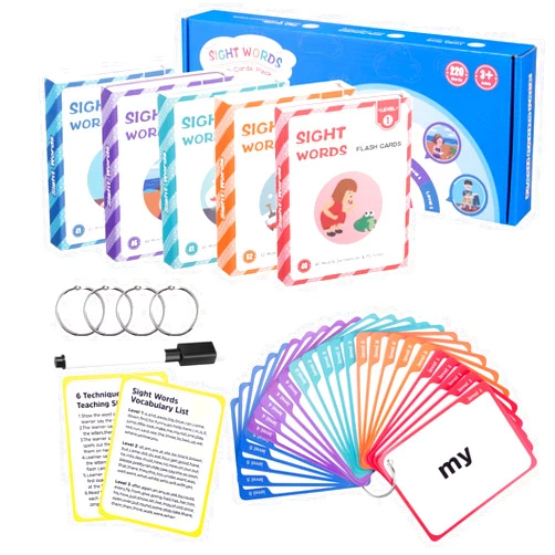 KAKAEE Sight Words Flash Cards Kindergarten – 220 Dolch High Frequency Site Word with Pictures & Sentences, Preschool Homeschool Supplies for Toddler Kids 3-9 Pre K, Kindergarten, 1st, 2nd, 3rd Grade