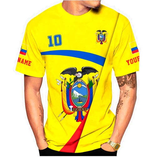 Vybonz Customized Ecuador Shirt Women Men, Ecuador Jersey Ecuadorian Gifts, Personzalized Ecuadorian Flag Pride Soccer Jersey