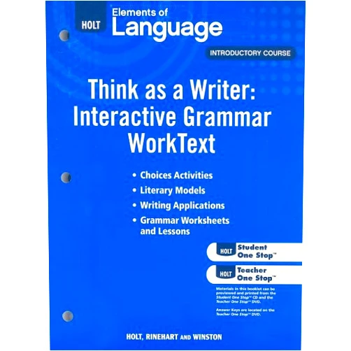 By Judith L. Irwin (Author), Lee Odell (Author), Richard Vacca (Author), Renee Hobbs (Author), John Warriner (Author) & 2 more Elements of Language, Grade 6 Think As a Writer, Interactive Writing Worktext and Think As a Writer, Interactive Grammar Worktext: Holt Elements of Language Introductory Course (Eolang 2009)