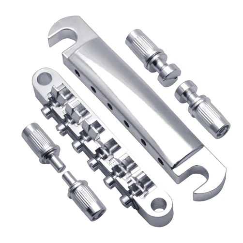 MAXCHEER A Set of String Saddle Tune-O-Matic Bridge & Tailpiece For GB LP Style Electric Guitar (Chrome)