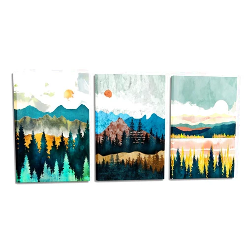 AMCART Abstract Wall Art Forest Mountain Watercolor Wall Paintings Landscape Modern Canvas Prints Bathroom Bedroom Office Wall Decor Framed Artwork Wall Pictures Ready to Hang