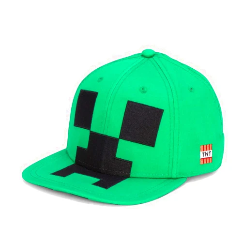 MINECRAFT Snapback Baseball Cap Hat with Creeper Face, Green, One Size