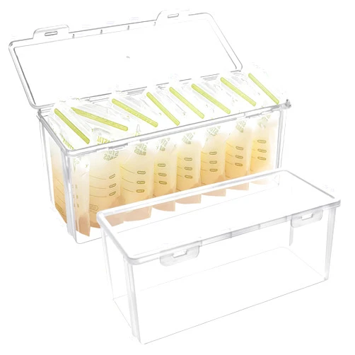 Worldity 2 Pcs Storage Tower for Breastmilk Storage Bag, Resuable Plastic Milk Storage Containers for Fridge, Clear Refrigerator Organizer and Storage, Freezer Organizer Bins for Kitchen, Bath, Closet