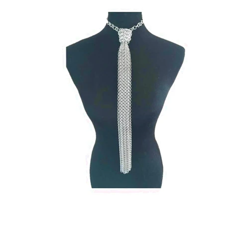 Akmad Aluminum chainmail neck tie chain mail butted round rings knitted tie anodized full size wear new