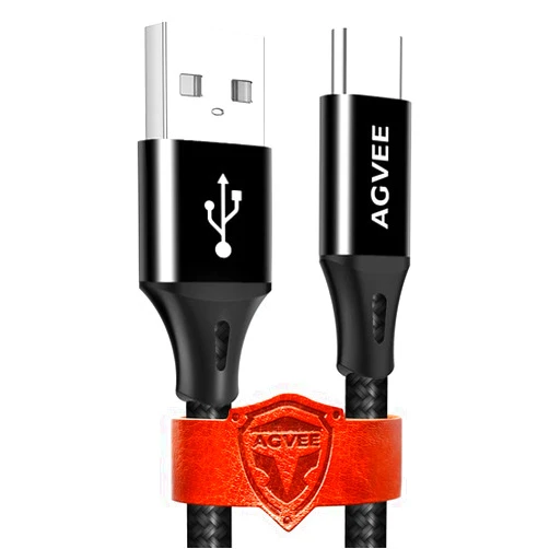 AGVEE 2 Pack 15ft USB-C Cable, Extra Long Braided Type-C Charging Cord Fast Android Phone Charger Wire, Seamless USBC End Tip for Samsung S10 S10e S9 S8 A10e, Note 9 8, LG Stylo 4 5, Black