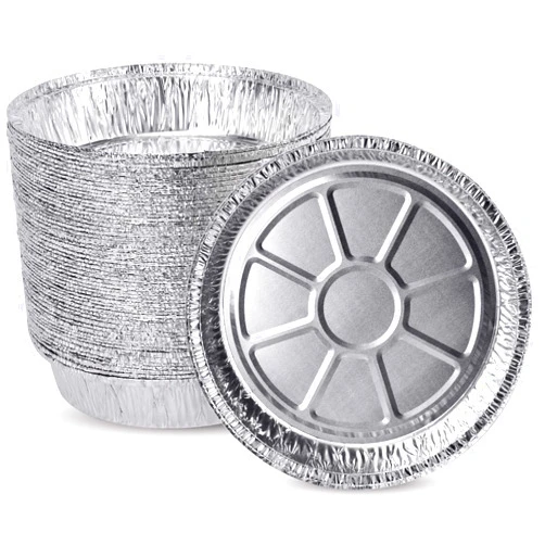 XIAFEI 9 Inch Round Aluminum Pans (50 Pack) Disposable Foil Pan, Freezer & Oven Safe For Baking, Baking, Meal Prep & Reheating