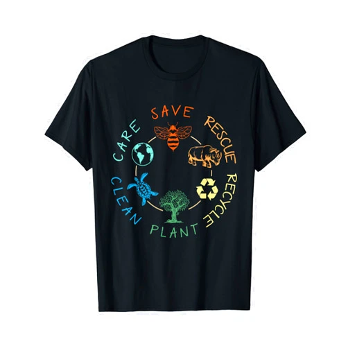 Earth Day Environment Men Women Kids Boys Girls Save Bees Rescue Animals Recycle Plastic Earth Day 2024 T-Shirt