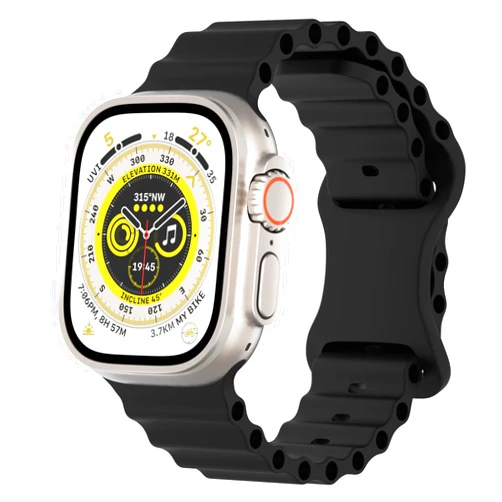 DYKEISS Ocean Silicone Bands Compatible with Apple Watch Band 49mm 45mm 44mm 42mm 41mm 40mm 38mm, Breathable Sport Strap Adjustable Wristband for iWatch Ultra Series 9/8/7/SE/6/5/4/3/2/1 Women Men