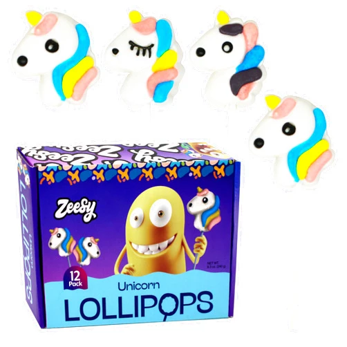 Zeesy Unicorn Lollipops Individually Wrapped - 12 Unicorn Shaped Candy Suckers for Unicorn Party Favors, Unicorn Birthday Party, Unicorn Party Supplies, Unicorn Themed Baby Shower, Goodie Bags