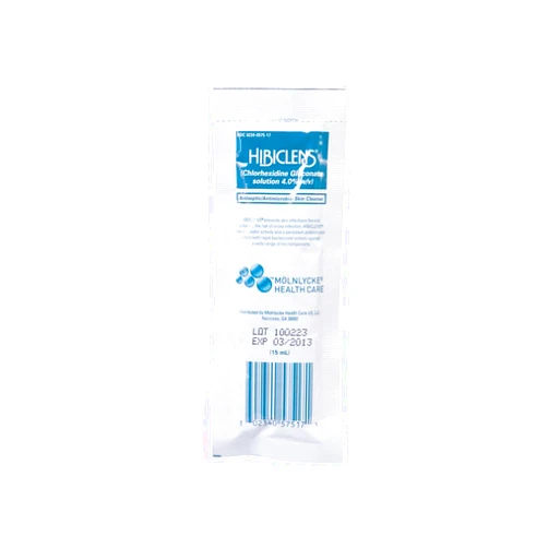 Mölnlycke Hibiclens Antimicrobial/Antiseptic Skin Cleanser 15 ml (Liquid) Packets 50 Count Individual Packets for Skin Cleansing