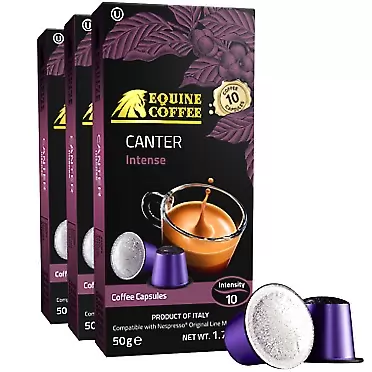 Equine Coffee Nespresso Compatible Capsules for OriginalLine Machine (Not Vertuo) | 30 Pack Italian Espresso Pods | Canter Flavor Intensity 10 Dark Roast | Aluminum Seal for Extra Freshness Canter Intensity 10