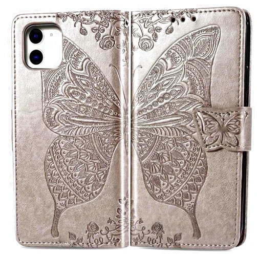 CaseHQ Wallet [Butterfly & Flower Embossed] [Wrist Straps] Case Compatible with iPhone 11 PRO 5.8 inch Phone Wallet Case,Dual Magnetic Closure PU Leather Flip Cover with Card Slots Stand -Silver