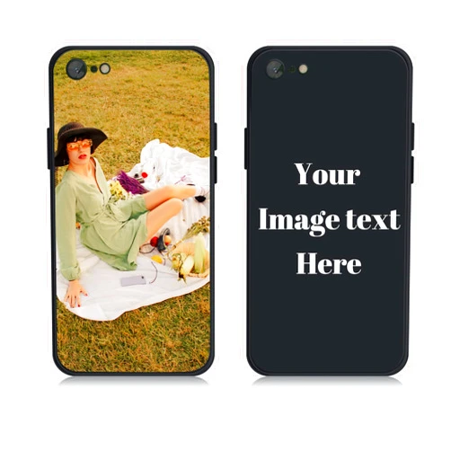 AnNengJing Custom iPhone 7/8/SE Cases Soft Liquid Silicone Full-Body Protective Personalized Photo Name Text Logo Phone Cover for iPhone 7/8/SE Black