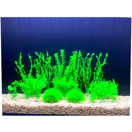 BEGONDIS 18 Pcs Artificial Green Water Plants, Fish Tank Aquarium Decorations, Made of Soft Plastic