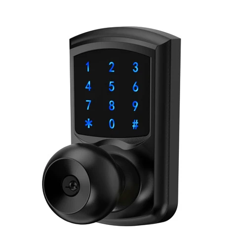 HIDALIFE Keyless Entry Door Lock with Code, Keypad Door Lock with Handle, Touchscreen Door Knob with Keypad, Electronic Door Lock for Front Door Garage Bedroom Home, Auto-Lock, Matte Black