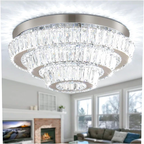 Jenvkoil Modern Crystal LED Ceiling Light Fixture 16.5