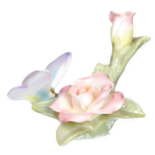 CG Cosmos 96445 Fine Porcelain Butterfly with Pink Rose Figurine, 2-1/4-Inch