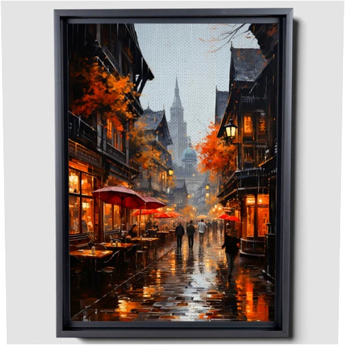 StoreUSA97 art Italian Cityscape Abstract Wall Art Artwork, Mediterranean City italy Street Towns Picture Art Prints on Canvas for Paris Cafe Room, love