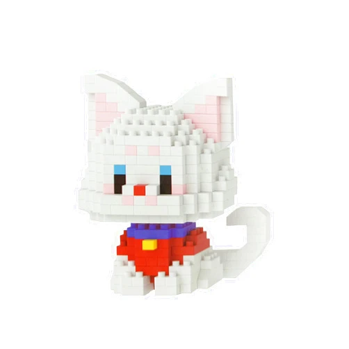 Shenhailan Educational Mini Cat Building Blocks for Kid Adult Gift Toy 379 Pcs(White Cat)
