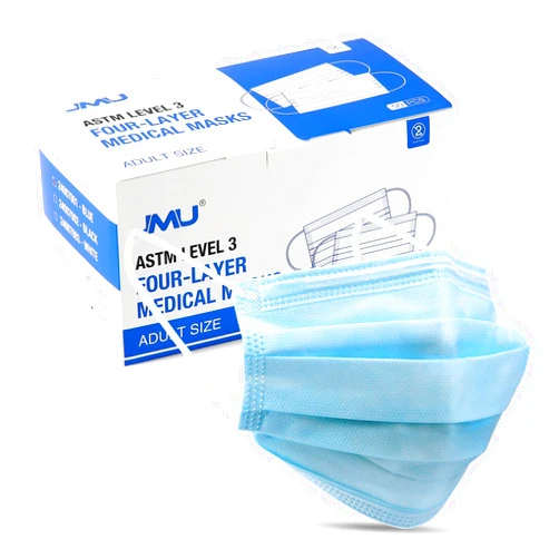 JMU 50 Pack 4-Ply ASTM Level 3 Face Masks Disposable, Medical Blue Face Masks for Adults