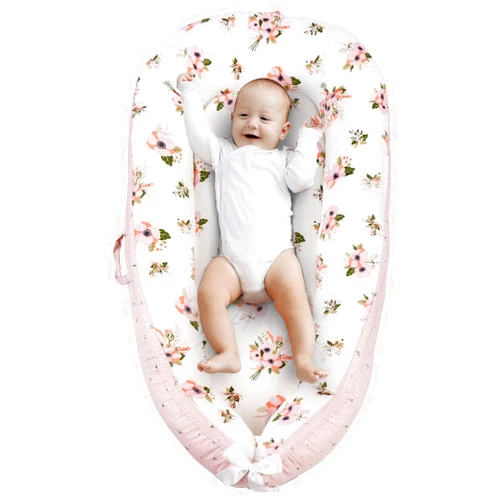 Parkside Wind Baby Lounger Cover Portable Newborn Lounger Seat Cover, Reversible Infant Nest, Durable and Machine Washable, Adjustable Lounger for Babies(Pink Flower)