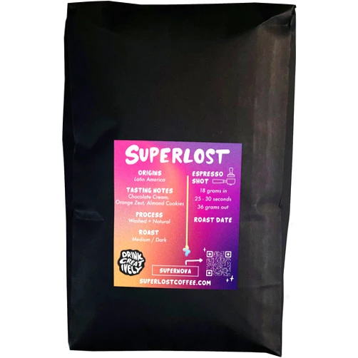 Superlost Coffee Superlost Supernova Espresso, Dark Roast, Ground for Drip Brewers, Bold Chocolatey Morning Energy Boost