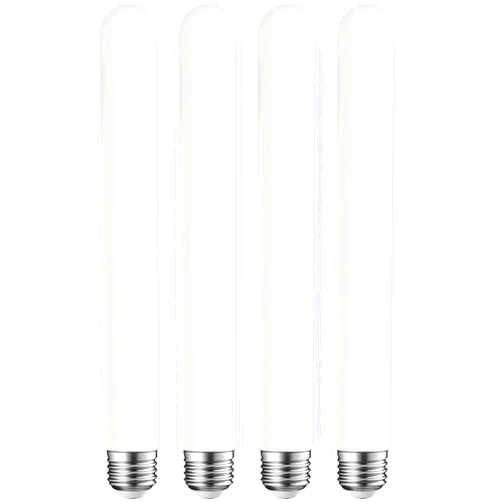 Leools T10 LED Light Bulb 11.8inch E26 Base Matt Opal Porcelain Warm White 2700K Dimmable Edison 6W Led Tubular Bulb,500LM,60 Watt Equivalent,Outside Frosted Glass,for Cabinet Display Cabinet etc,4 Pack.