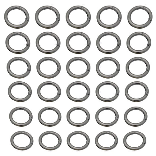 HarParBar 30Pcs 28mm Spring O Ring Zinc Alloy Split Rings Round Carabiner Snap Clip Spring Keyring Buckle for Bag Purse Handbag Craft Jewelry Making (Gun Black)