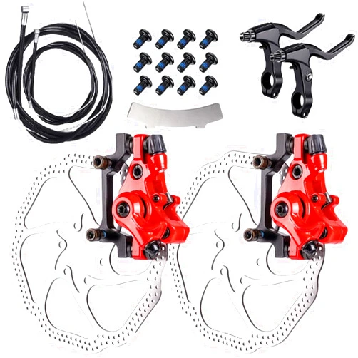 Fat-Cattie Bike Disc Brake Kit,Bike Front and Back Disc Brake Kit-Calipers,2 Pcs Stainless Steel 160 mm Rotors&Cable&Brake Lever&A Pair of Bicycle Brake levers&Fixing Screws