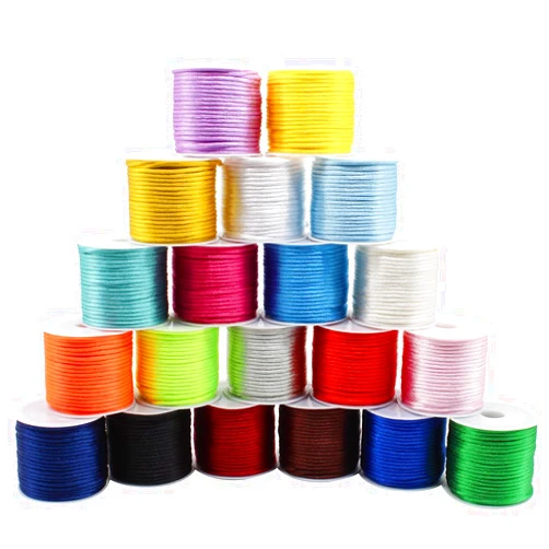 Rydowenna 2mm Nylon Rattail Satin Silk Trim Cord 20 Colors 218 Yards Beading String for Friendship Bracelets, Necklaces, Jewelry Making, Chinese Knotting，Arts and Crafts (218), Blue,green,white (zgjx-02)