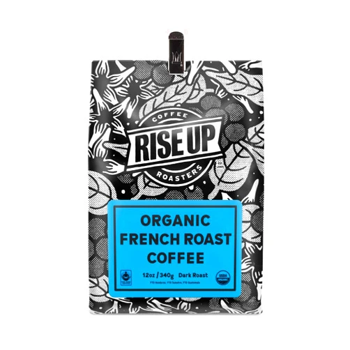RISE UP COFFEE ROASTERS Organic French Roast, Certified Fair Trade Organic Coffee, 12 oz, Whole Bean
