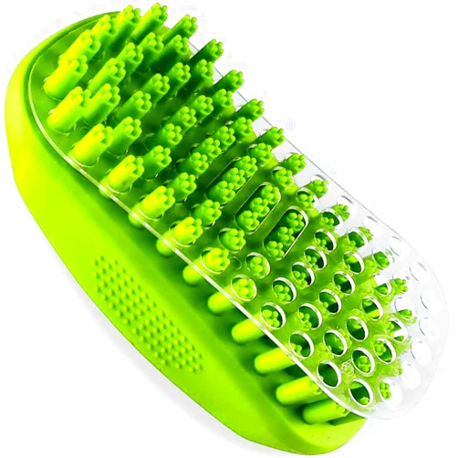 Metopets Rubber Dog Bath & Massage Brush, Cat Shampoo Brush Scrubber Shower Wash Scrub Curry Comb with Soft Silicone Bristles for Short & Long Hair Pets
