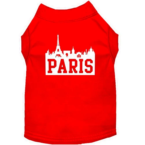 Mirage Pet Products 12-Inch Paris Skyline Screen Print Shirt for Pets, Medium, Red