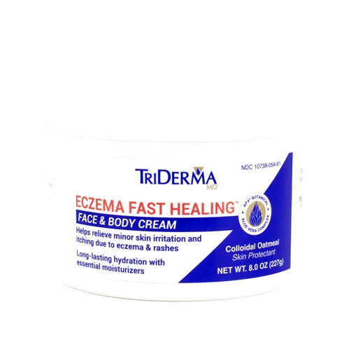 TriDerma Fast Healing Eczema Cream – Colloidal Oatmeal & Aloe | Itch Relief & Moisturizer for Dry, Irritated Skin | Eczema & Rashes, No Fragrance, 8 oz jar | Sensitive Skin Moisturizer