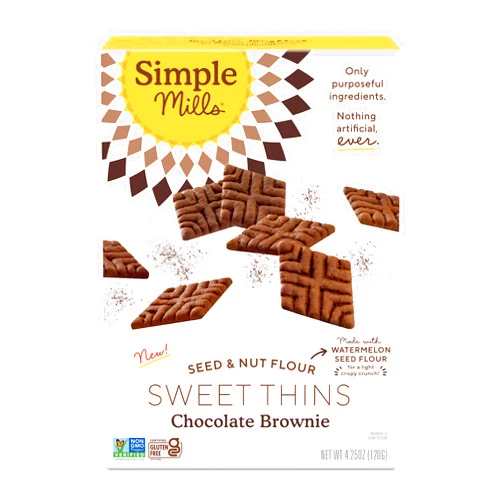 Simple Mills, Chocolate Brownie Cookies Thins, 4.25 Ounce