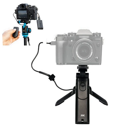 JJC Handheld Shooting Grip Tripod with Removable Wireless Remote Control Replace RR-100 & RM-CB2 for Fuji X-M5 X100VI XS20 XH2 X-H2S XT5 XT4 XT3 XT30II XS10 XE4 X100V X100F GFX 100S 50S II Olympus OM-1
