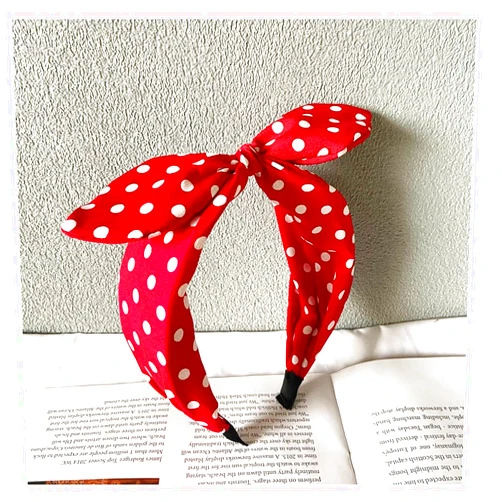 Deghew Red Polka Dot Bow headbands cute headbands hair accessories for women and girls (Wave Dot Red, one size)